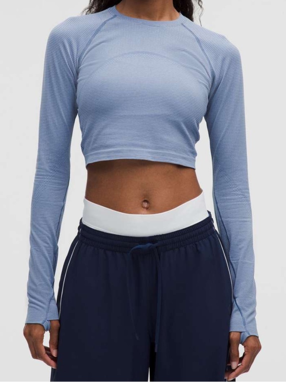 Lululemon Swiftly Tech Cropped Long Sleeve Shirt 2.0 in Washed Denim